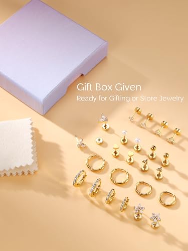 Detalle 2 de CASSIECA 12-Paar Gold Helix Piercings – 316L Edelstahl, 14K Vergoldet