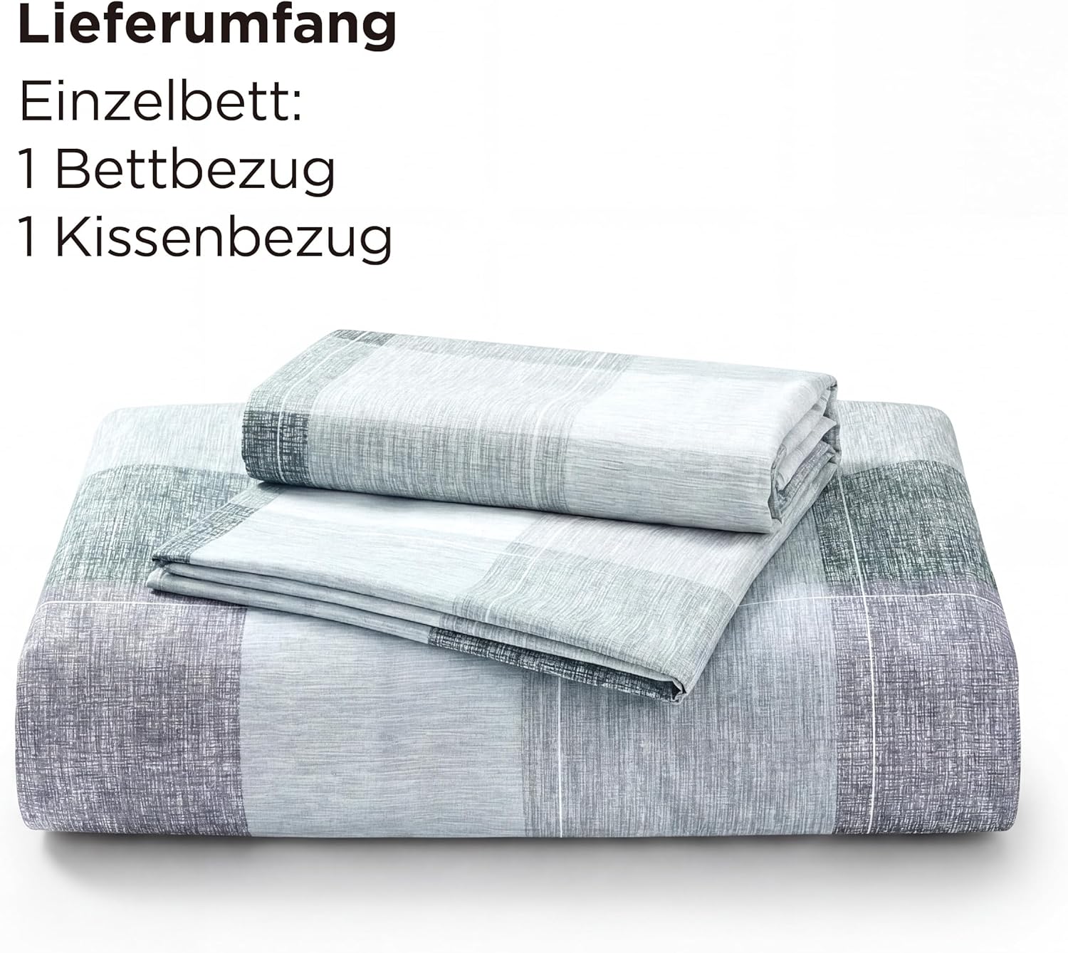 Thumbnail 6 de BEDSURE Wendebettwäsche 135x200 (2-teilig) mit Kissenbezug 80x80 – Blaues Buffalo-Karo mit Reißverschluss