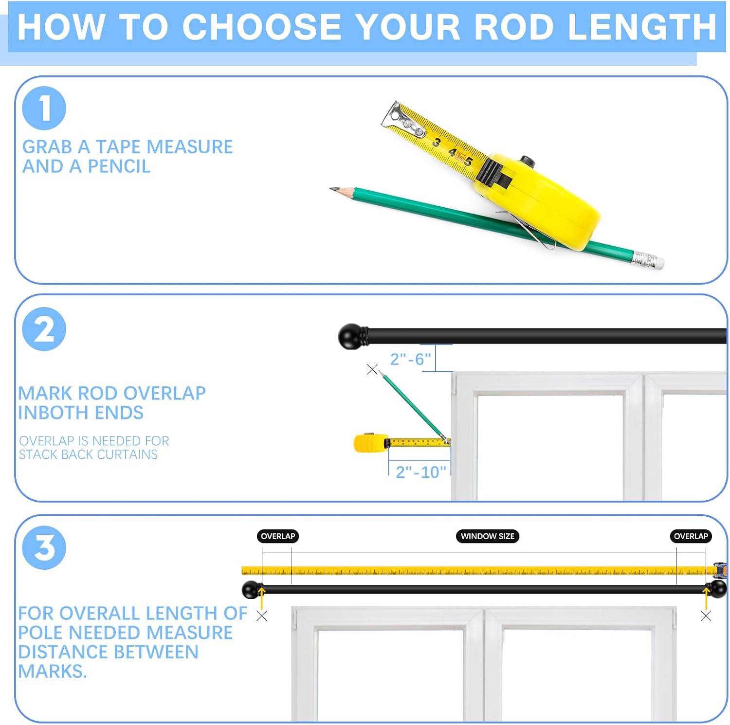 Thumbnail 3 de AMZSEVEN Curtain Rods 60 IN Adjustable