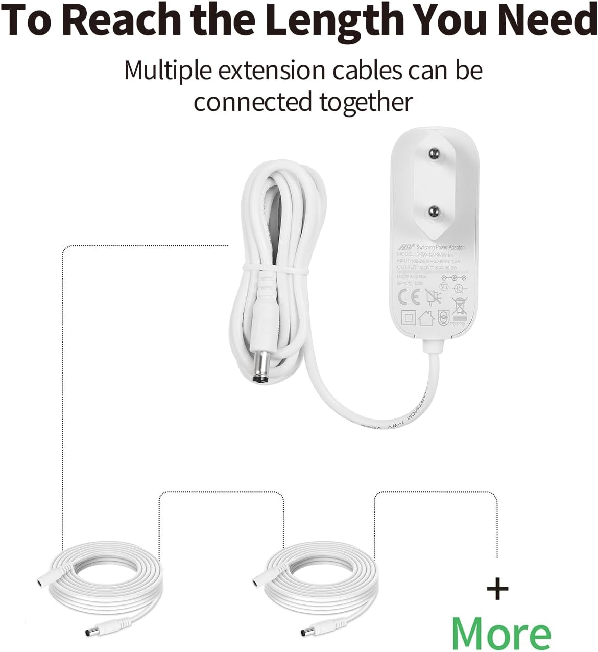 Detalle de 3M DC Verlängerungskabel für AVM Fritz!Box Router – Passend für FRITZ!Box Modelle und Repeater