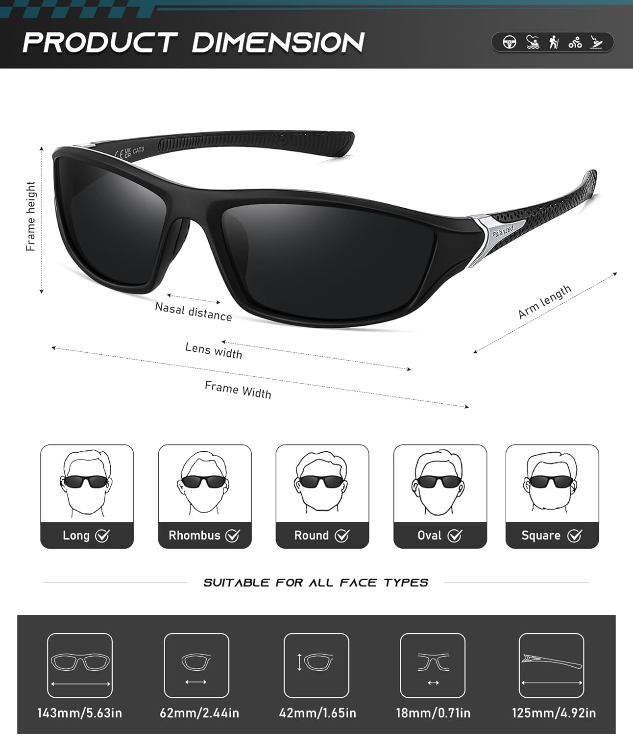 Thumbnail 3 de Perfectmiaoxuan Polarized Sunglasses: HD Pilot Lenses, Light TR90 Frame for Everyday Outdoor Life