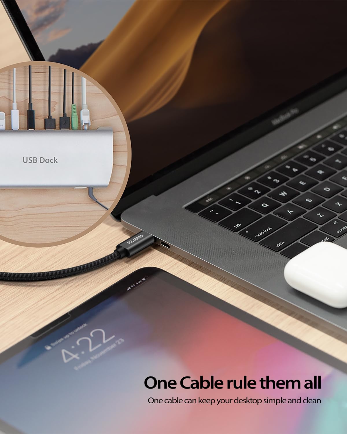 Thumbnail 5 de Belker USB-C Extension Cable (USB 3.2 Gen2, 10Gbps) 1m – USB-C male to female for charging & sync