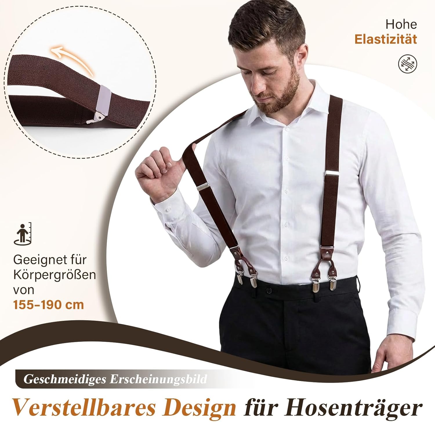 Detalle 2 de KANGDAI Herren Hosenträger aus Rindsleder 3,5 cm