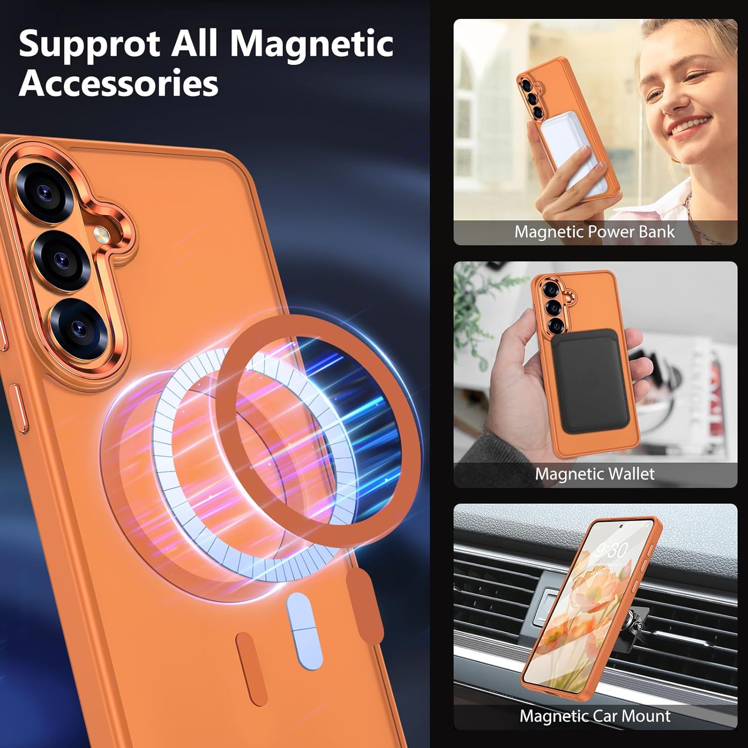 Detalle de MATEPROX Magnetic Case for Samsung Galaxy S26 with Screen Protector (Orange)