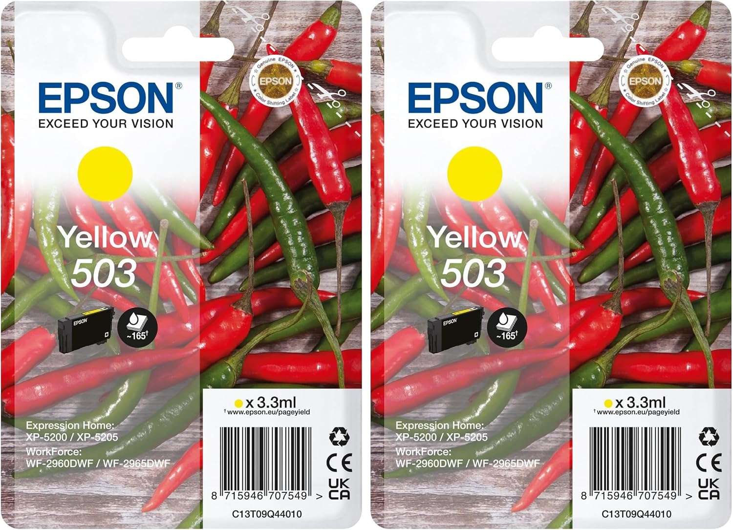Detalle de Epson 503 Chillies Genuine Multipack — 4-Colour Ink Cartridges in Eco-Friendly Packaging