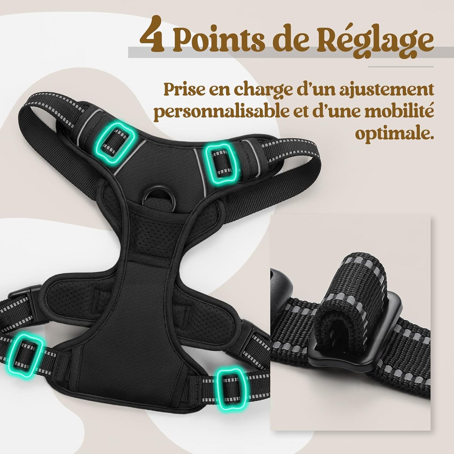 Detalle 2 de rabbitgoo Harnais chien anti-traction L avec poignée