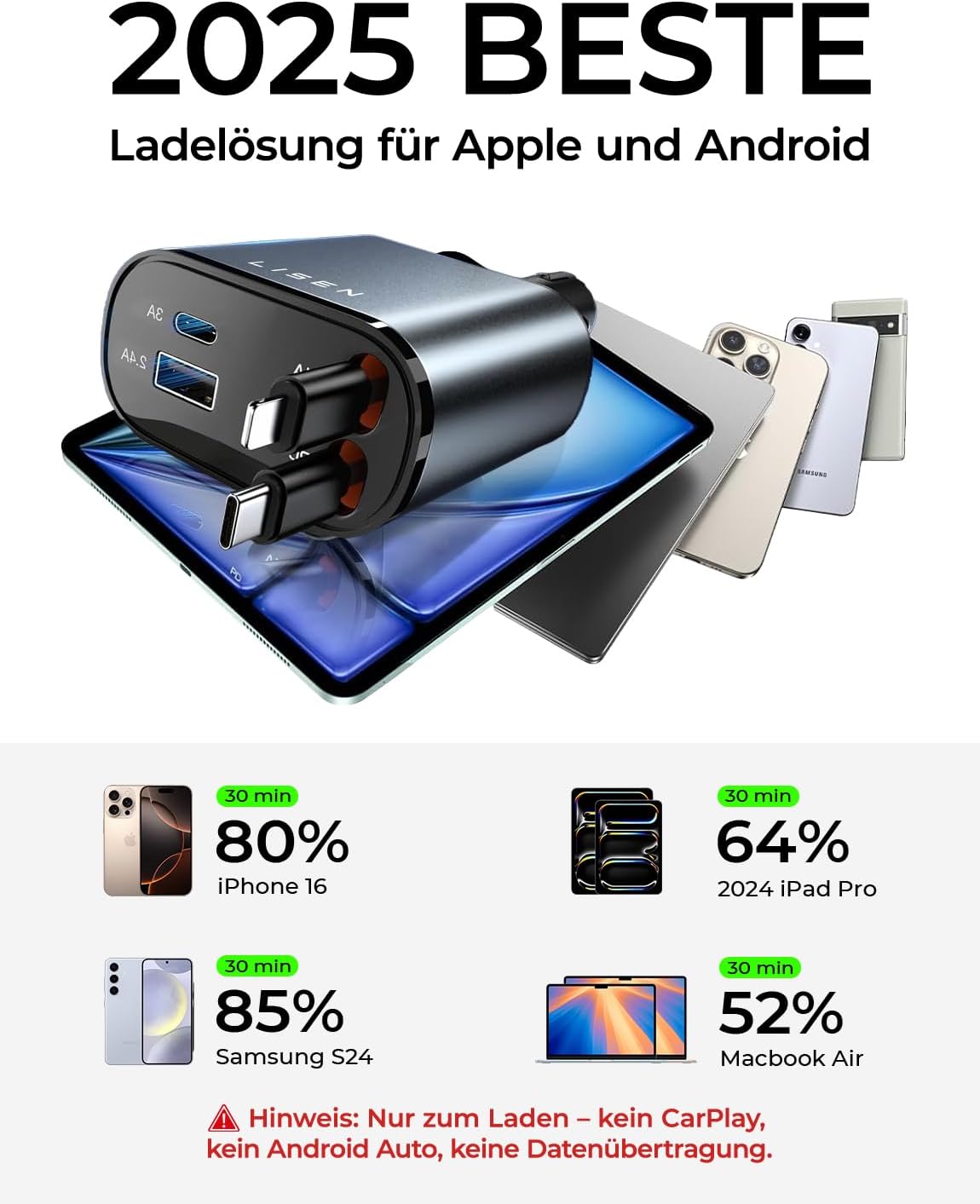 Thumbnail 5 de LISEN 75W Zigarettenanzünder USB‑C Auto‑Ladegerät ⛽