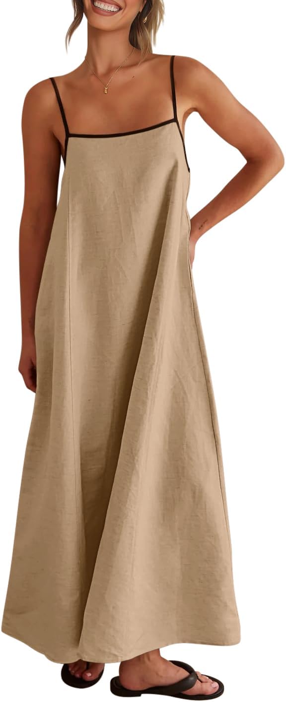 Thumbnail 6 de Shy Velvet Women's 2026 Summer Linen Maxi Dress with Contrast Trim