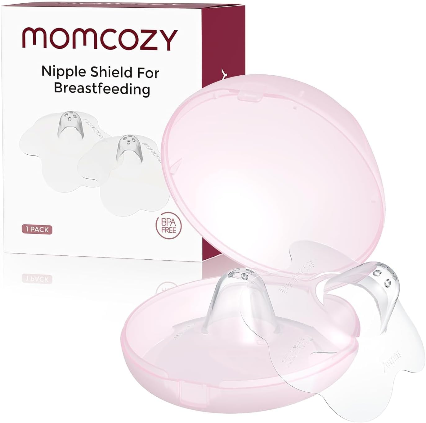 Momcozy Floral Contact Nipple Shield 17mm (1 Pair) – 100% Silicone, BPA/BPS Free