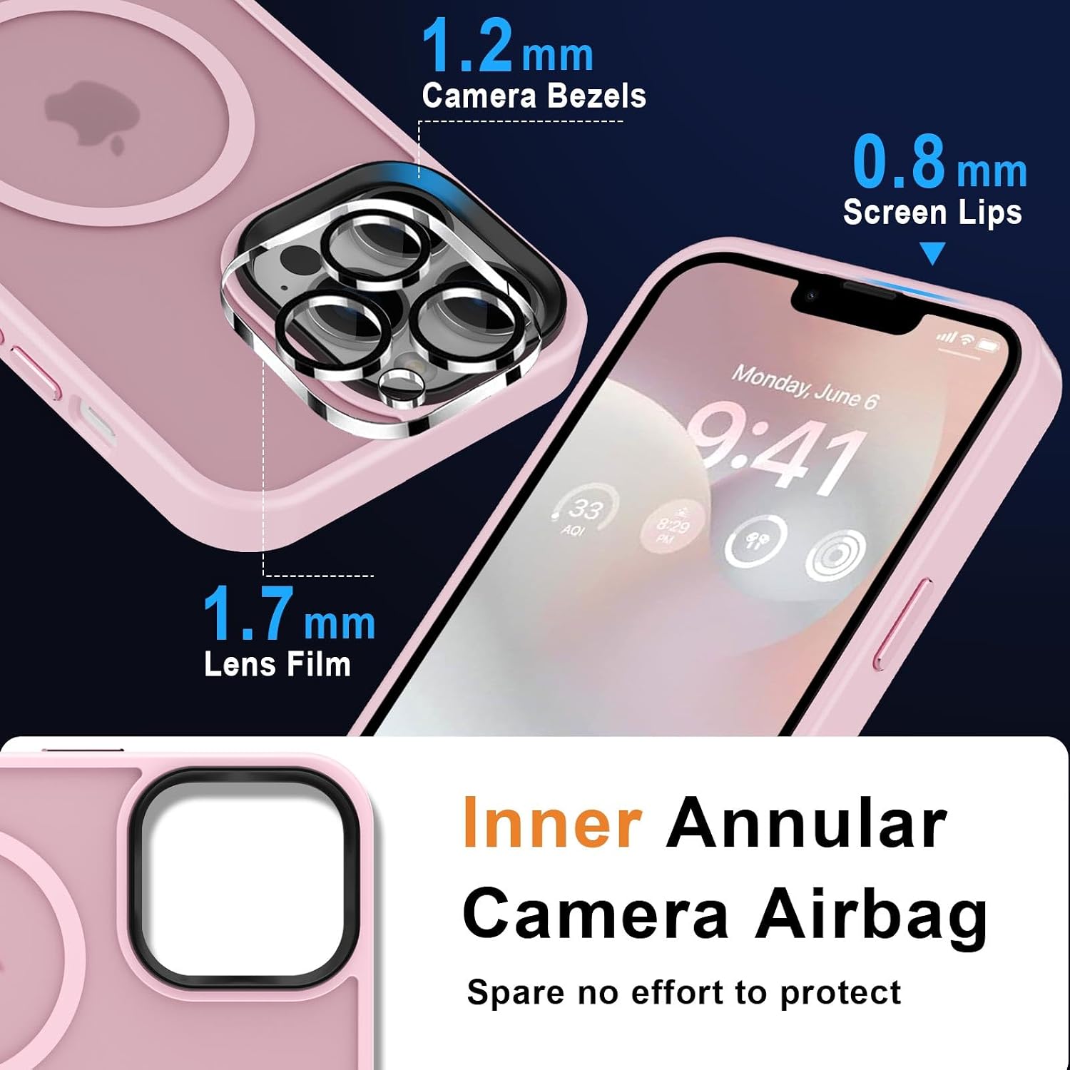 Thumbnail 4 de MOCCA Strong Magnetic Case for iPhone 12 Pro Max (6.7") with MagSafe Compatibility, + Glass Screen Protector & Camera Lens Protector – Pink