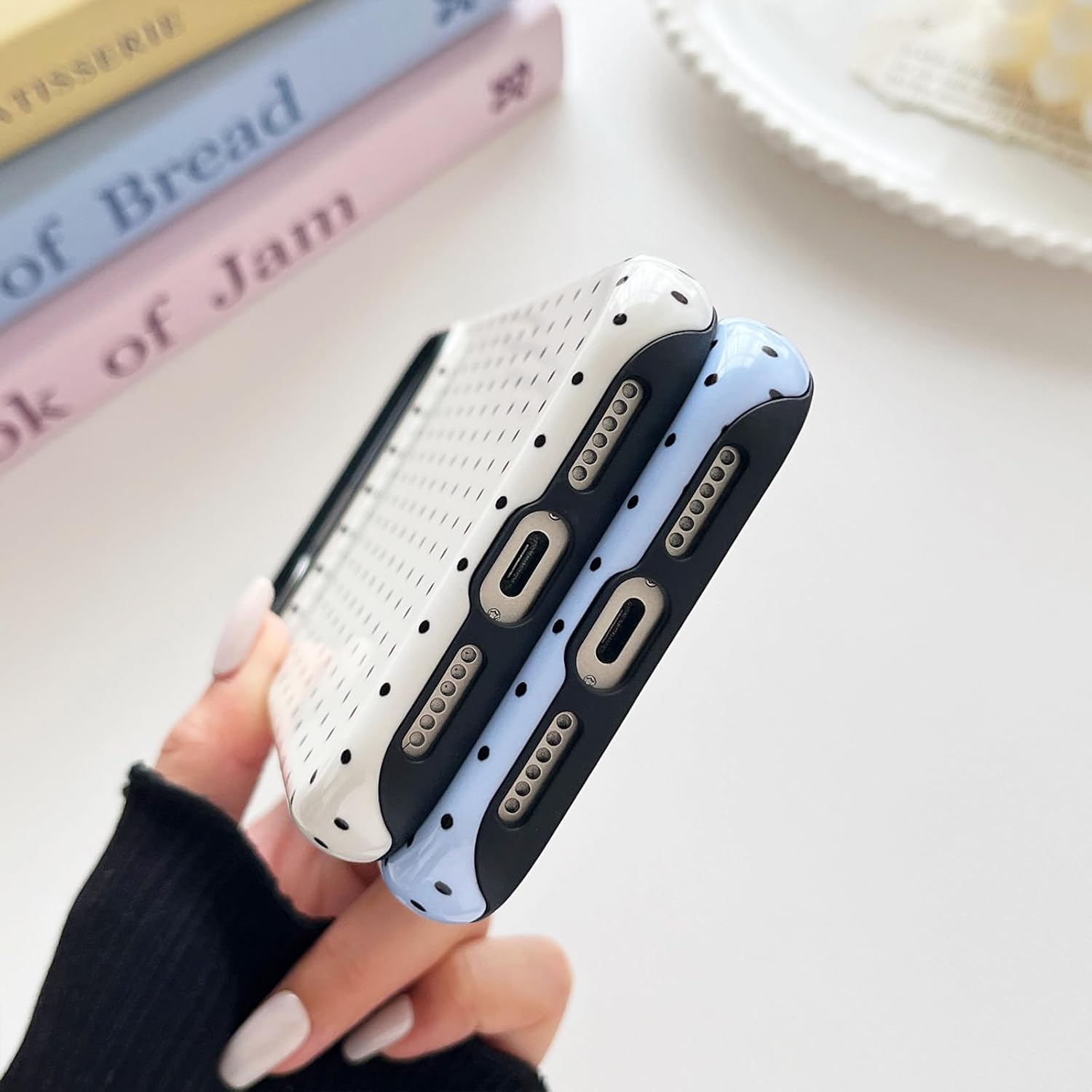 Thumbnail 6 de Sayoaho Blue Polka Dot Case for iPhone 18 Pro Max, TPU Edge and PC Back
