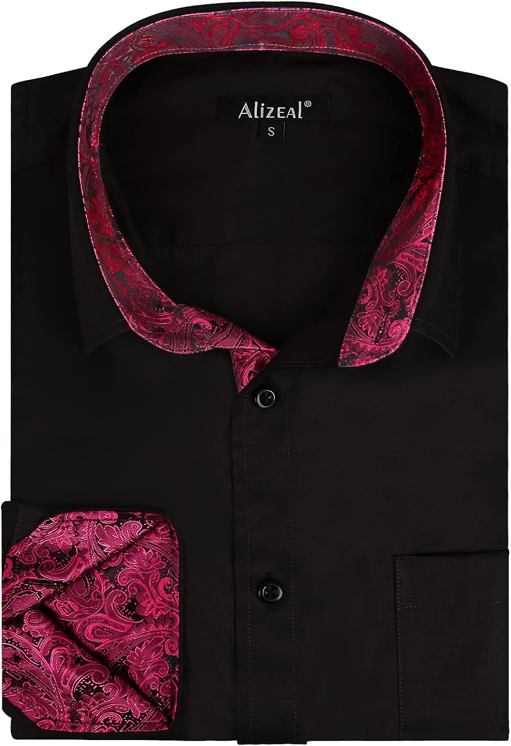 Thumbnail 1 de Alizeal Men's Patchwork Slim Fit Dress Shirt – Long Sleeve