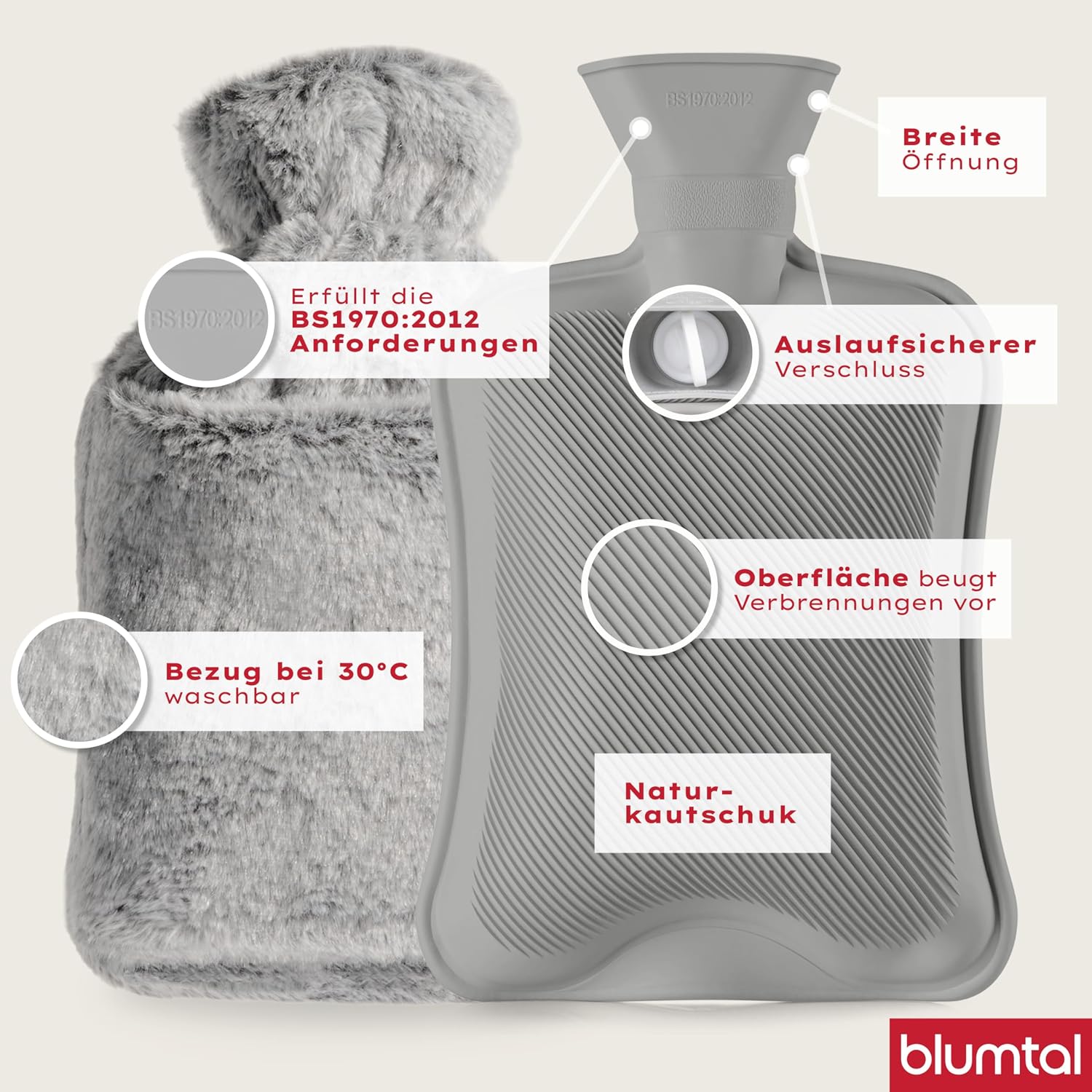 Detalle 2 de Blumtal Premium Wärmflasche 1,5 L