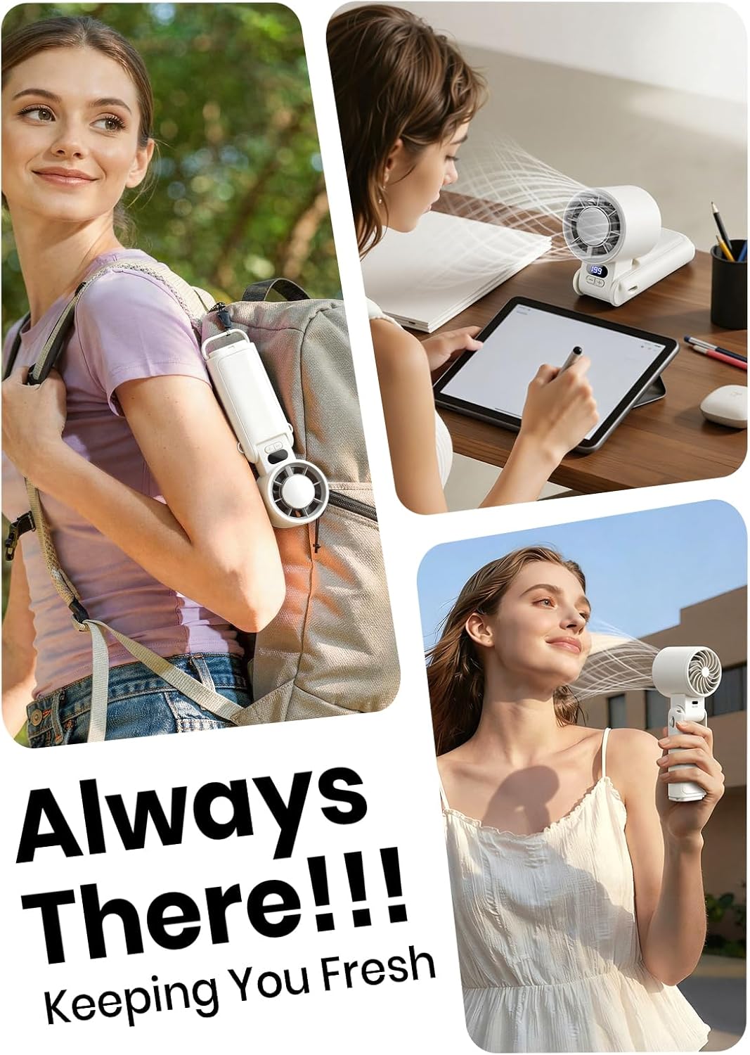 Thumbnail 5 de Deyhoc Handheld Fan Rechargeable with LED Display & Clip – 3‑in‑1 Portable Cooling