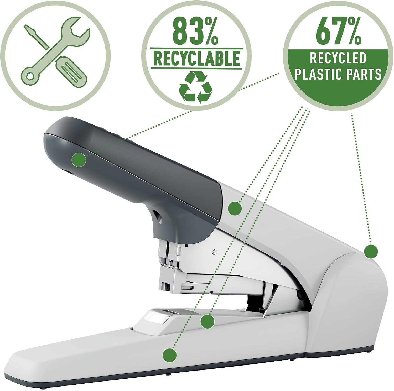 Thumbnail 2 de Leitz Agrafeuse de Bureau Heavy Duty Flat Clinch — 60 feuilles, finition argentée