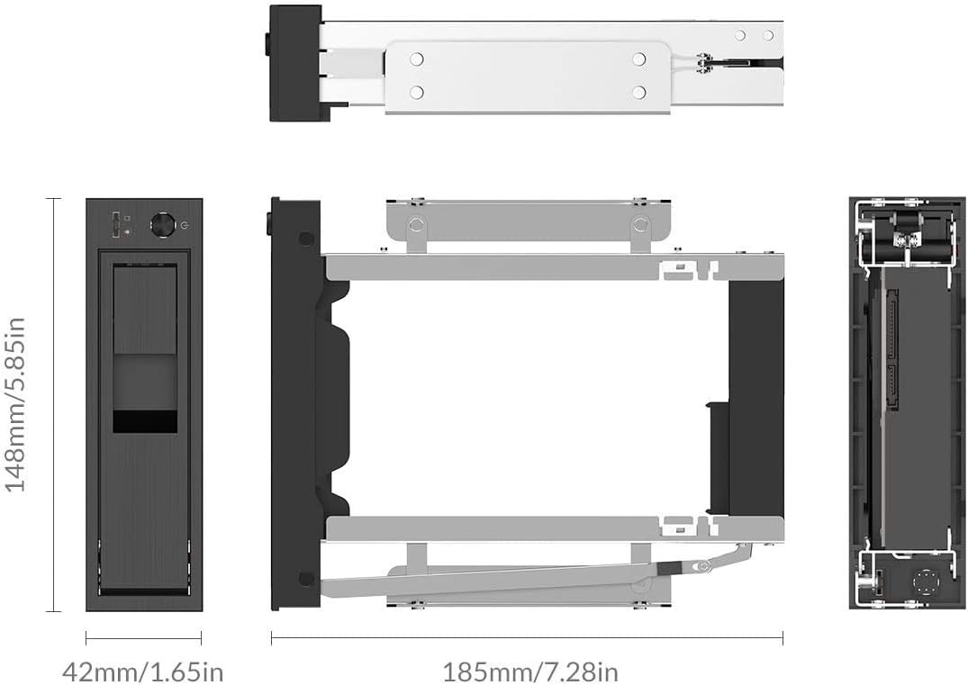Thumbnail 5 de ORICO Wechselrahmen für SATA-Festplatten im 5,25-Zoll-Schacht – 3,5-Zoll HDD Gehäuserahmen, anti‑Vibrations-Kit, Abschließbar