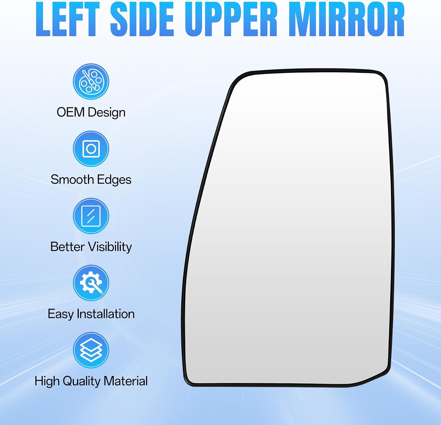 Detalle de Convitex Heated Left Wing Mirror Upper Glass for Ford Transit Custom (2012 Onwards) – Convex with Backing Plate