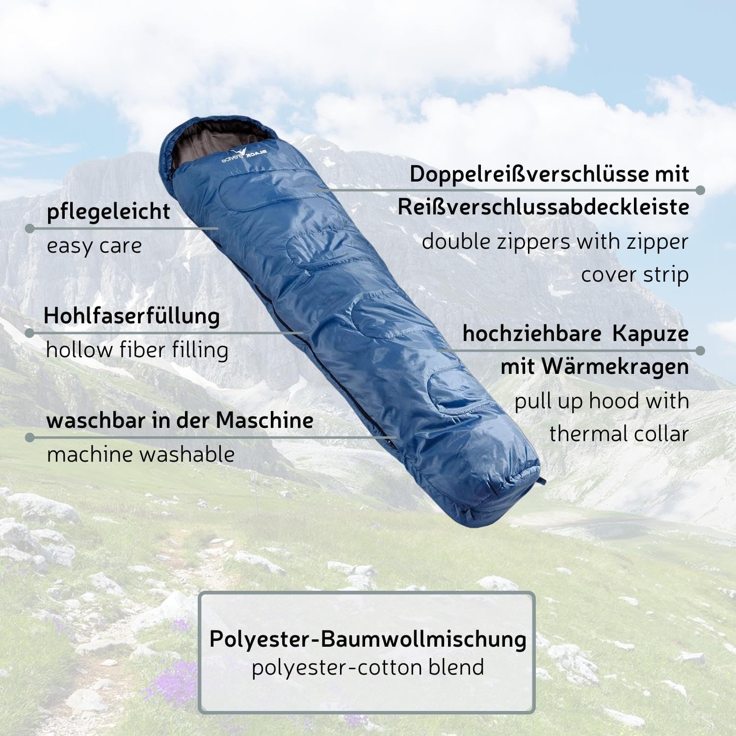 Thumbnail 3 de Black Crevice Schlafsack Hawk – Sac de Couchage Unisexe, 300 g de fibres polyester