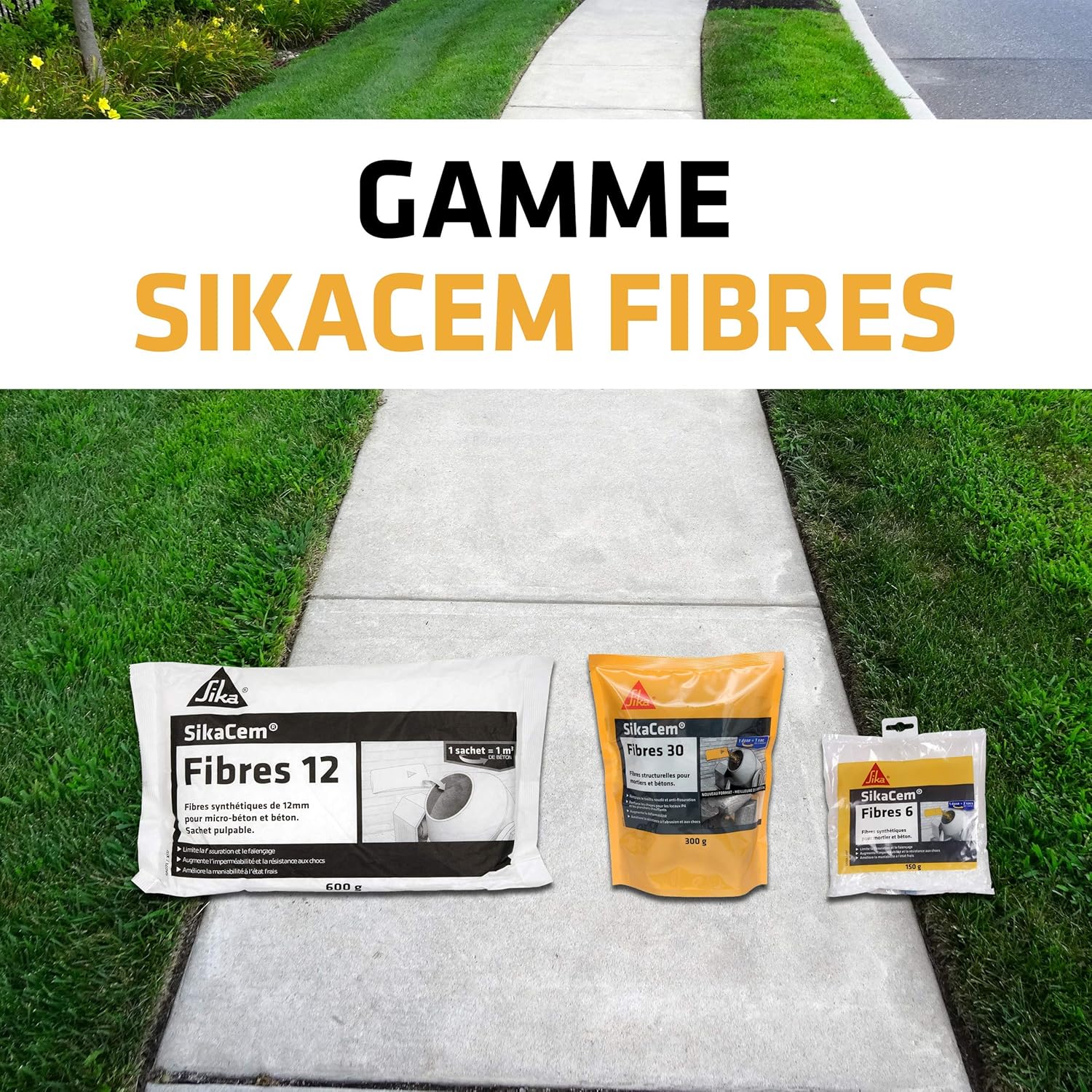 Detalle de SIKA Fibres structurelles 30 mm pour mortiers et bétons – SikaCem Fibres 30 Gris, 300 g