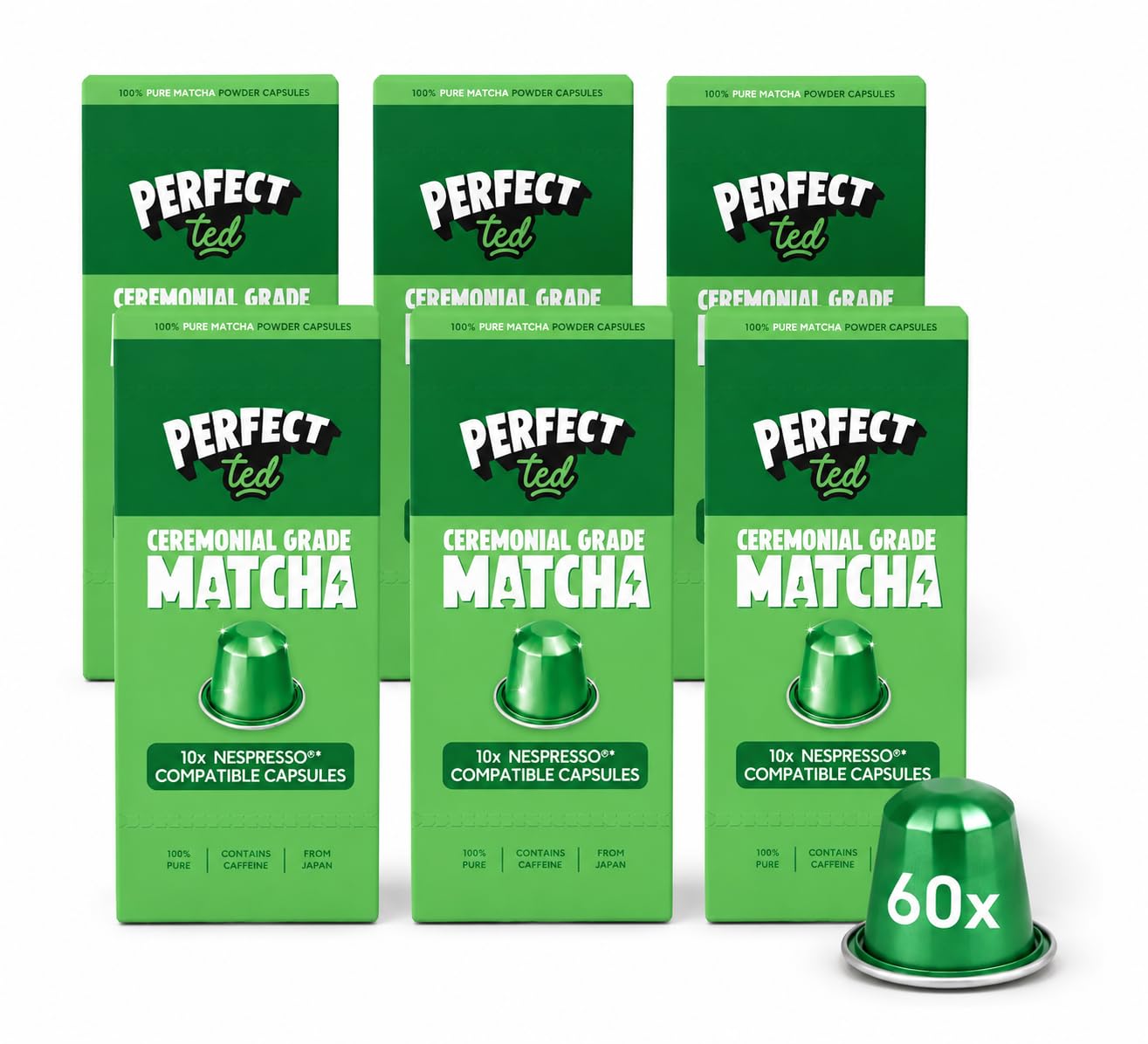 Detalle de Perfect Ted Original: 60 Nespresso‑kompatible Matcha‑Kapseln aus japanischem Bio‑Zeremonien‑Matcha