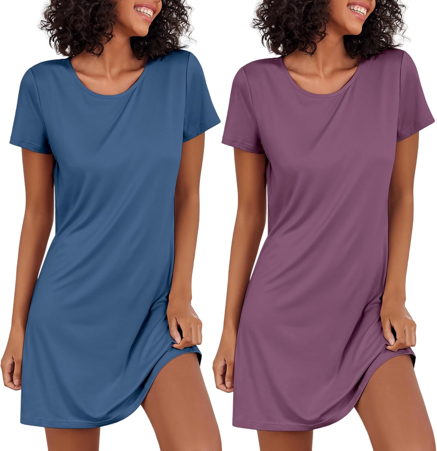 Thumbnail 2 de Ekouaer camicia da notte donna estiva corta girocollo 2 pezzi S-XXL
