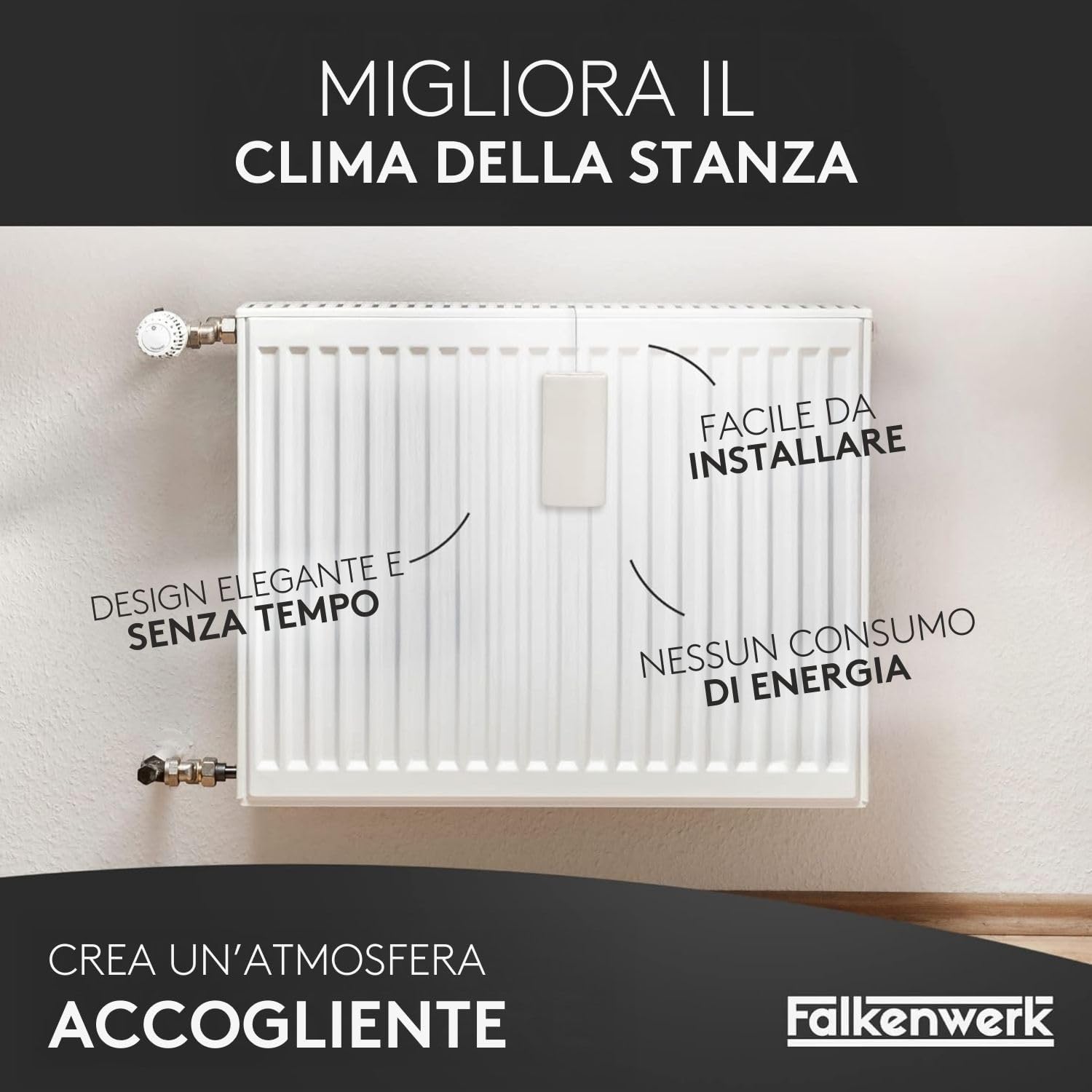 Detalle 2 de FALKENWERK Umidificatore Termosifoni per Radiatori in Ceramica (3 pezzi) – Umidificatore Sostenibile, Bianco