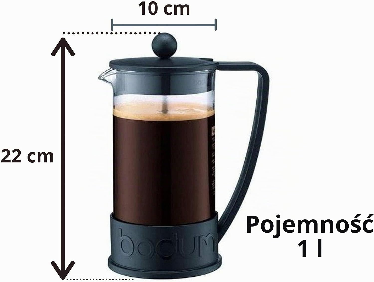 Detalle de Bodum BRAZIL 10938-01 – zaparzacz do kawy 1 l, szklany, czarny