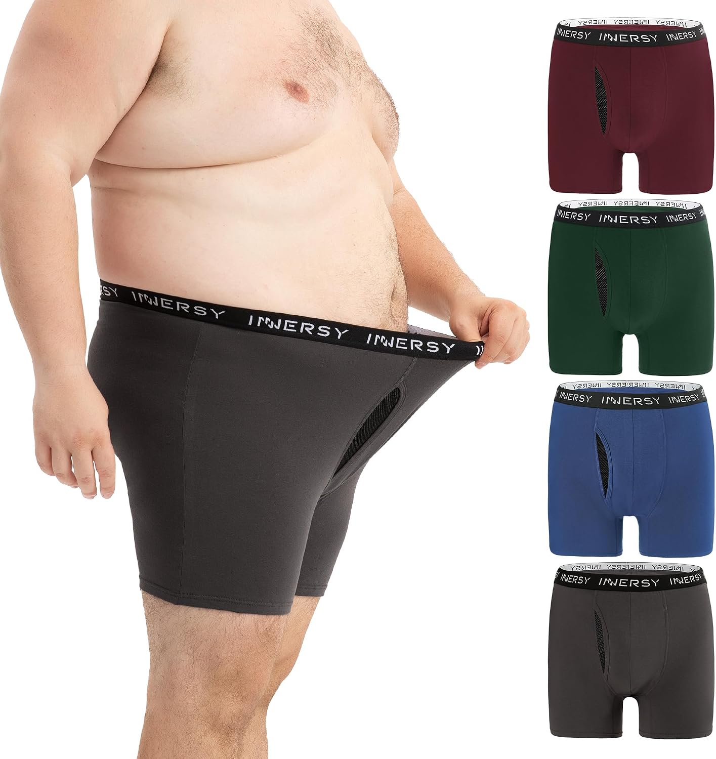 Thumbnail 6 de INNERSY Boxershorts Herren Große Größen XL–6XL, 4er Pack aus Baumwolle mit Eingriff