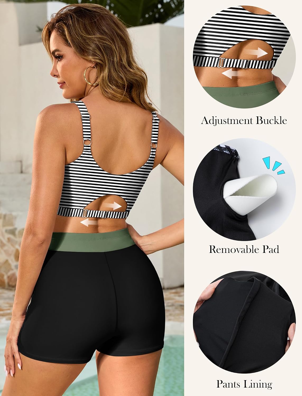 Thumbnail 4 de Arolina 3 Piece Modest Plus Size Tankini Swimsuit Set