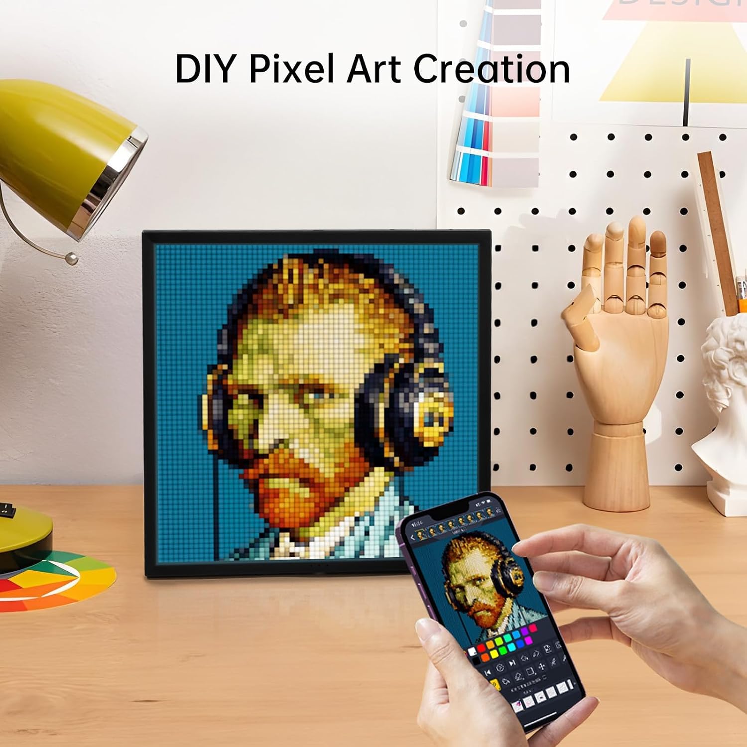 Detalle de Divoom Pixoo WiFi Pixel Cloud Digital Frame with APP Control (64x64) – a smart pixel art display for gaming rooms and stream setups