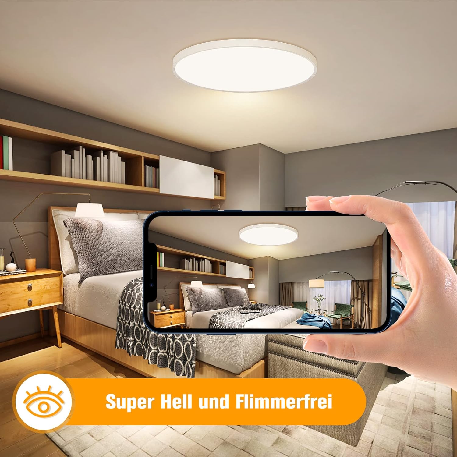 Detalle 1 de OUILA LED Deckenleuchte Flach Rund 24W 3000K
