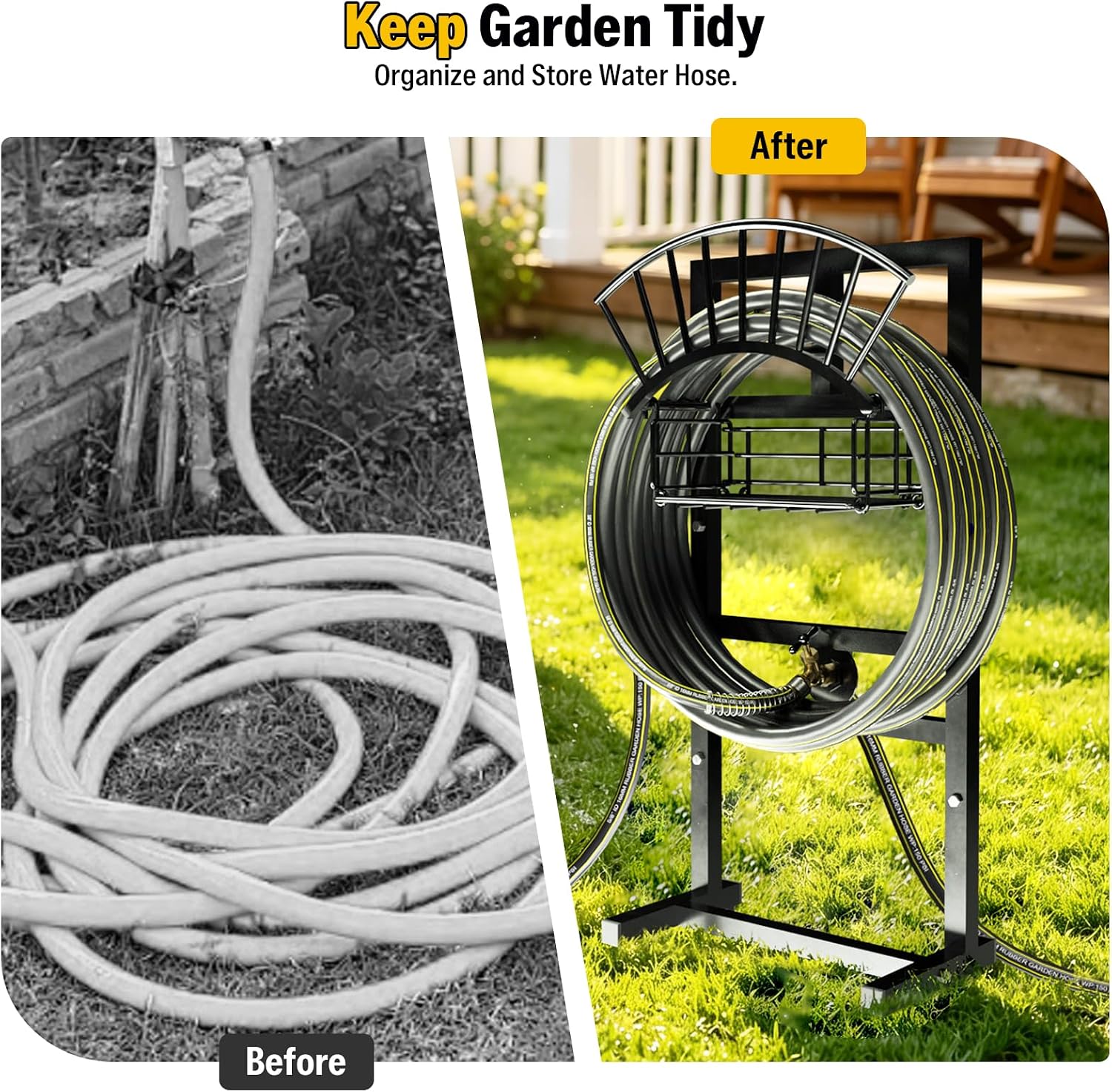 Thumbnail 2 de Garden Hose Holder with 45 ft Rubber Hose