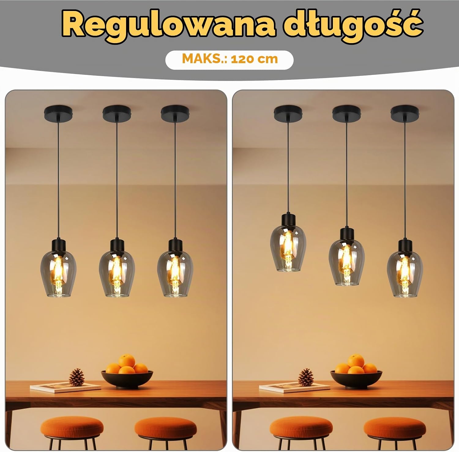 Detalle 1 de Lichtmaler ZMY-1270110YH – czarna lampa wisząca E27, metal i dymione szkło
