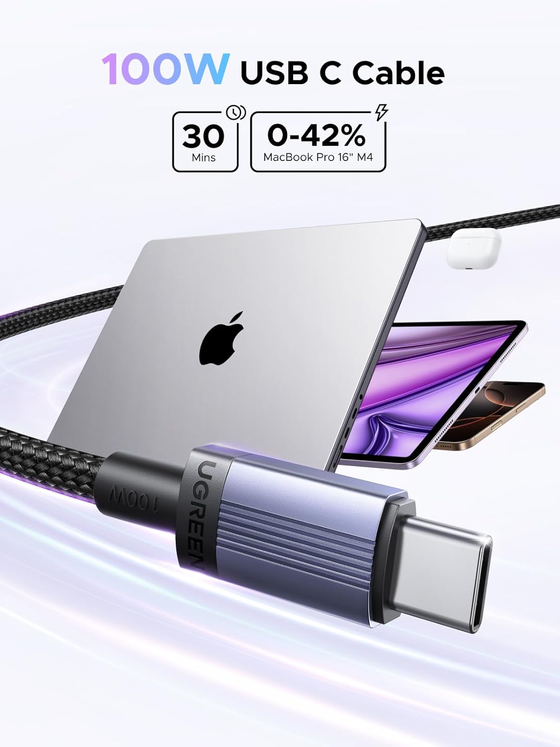 Thumbnail 1 de UGREEN USB-C to USB-C 100W 1m cable