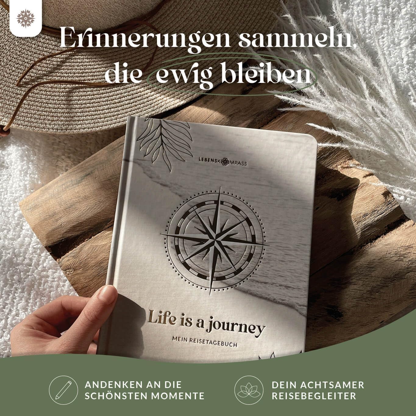 Thumbnail 1 de LEBENSKOMPASS® Reisetagebuch Journey (A5) zum Ausfüllen – Platz für 50 Erinnerungen