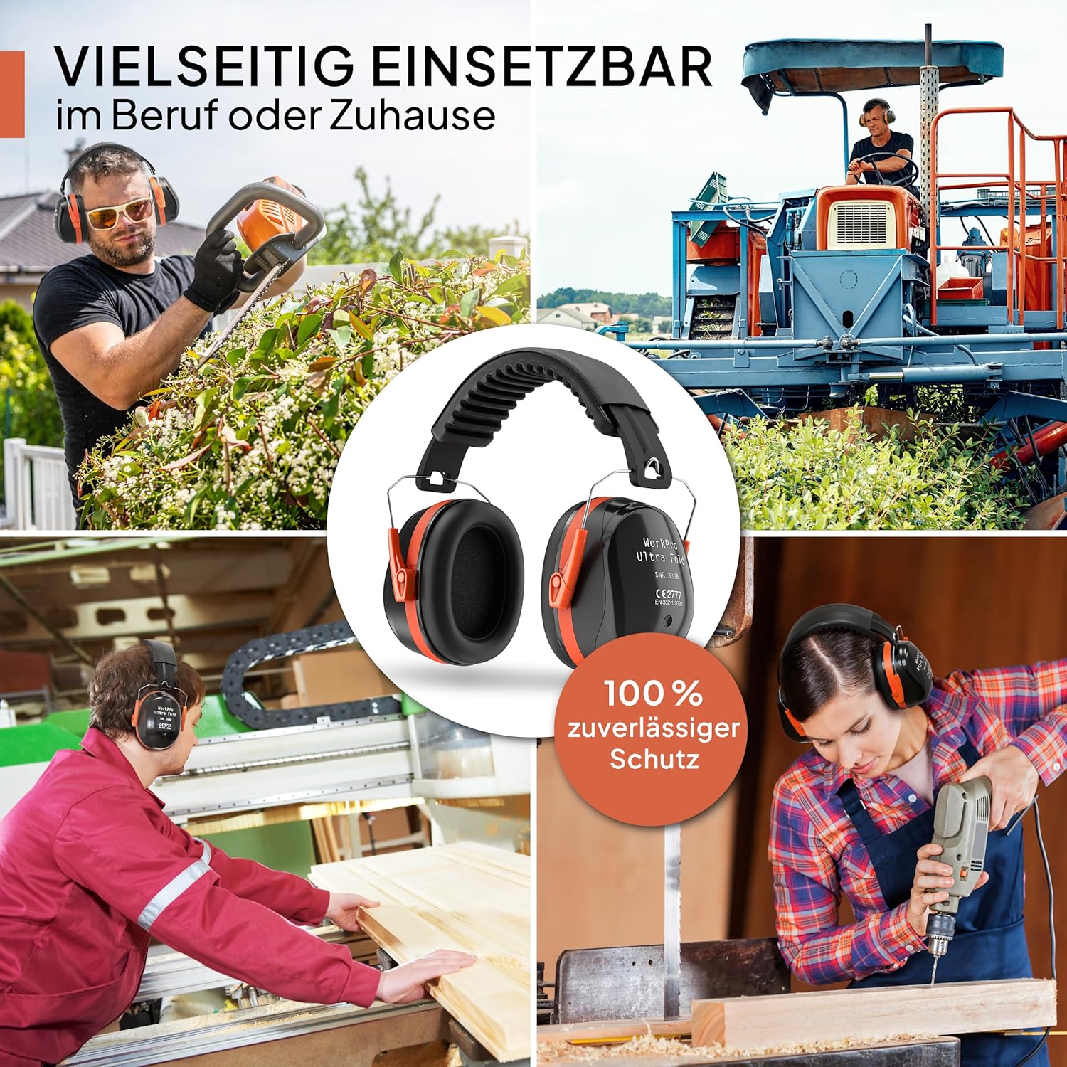 Thumbnail 2 de Senner WorkPro Ultra Fold – klappbarer Gehörschutz mit SNR 33 dB (schwarz/orange)