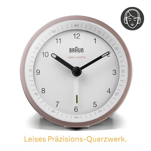 Detalle 2 de Braun BC07PW-DCF: Klassischer analoger Funkwecker mit MEZ/GMT+1 Zeitzone, Schlummerfunktion und Beleuchtung
