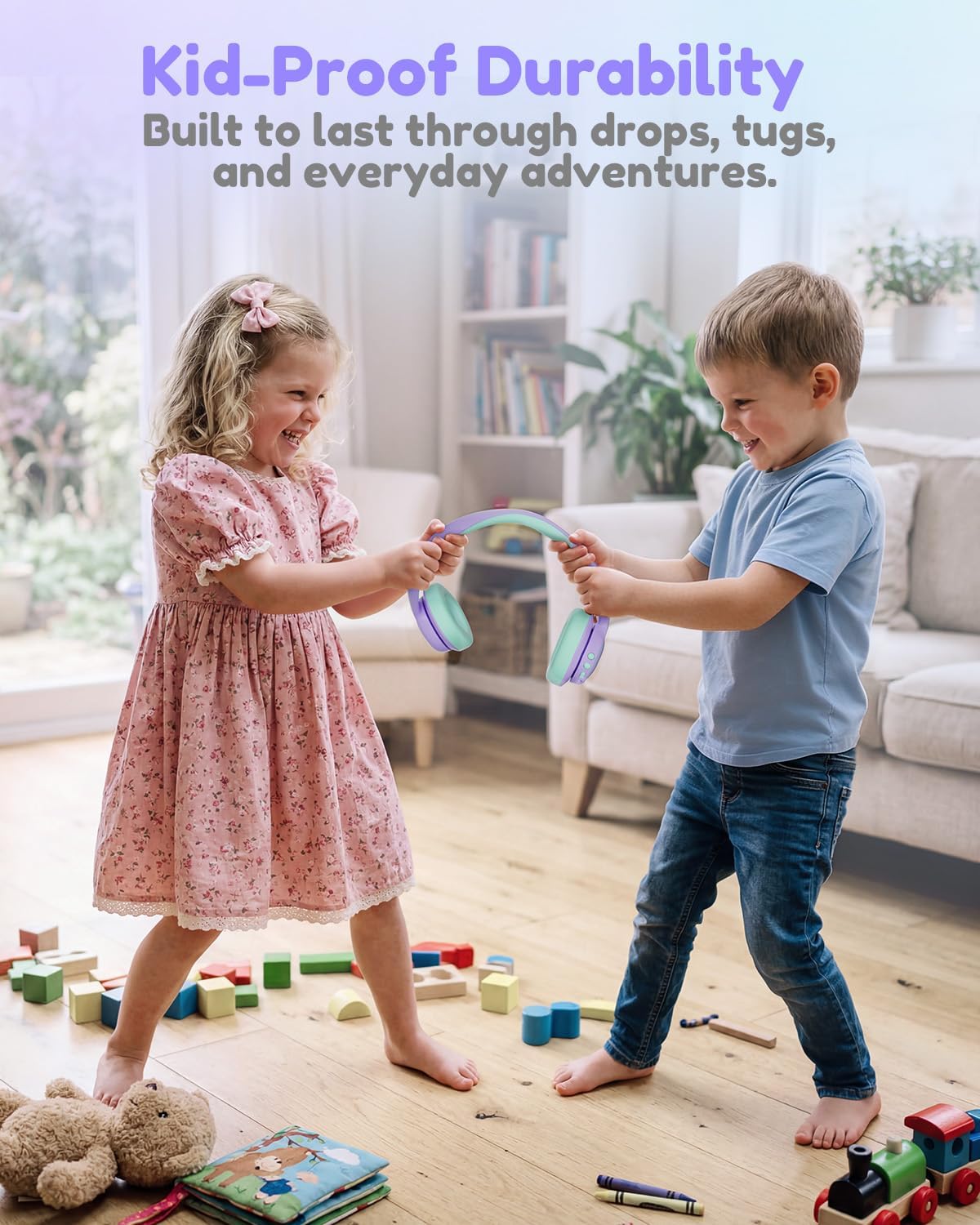 Thumbnail 3 de Acer Kids OHR702 Bluetooth Over-Ear Headphones for Kids (Mic, 75H Playtime, 85dBA Safe Volume) - Purple/Green
