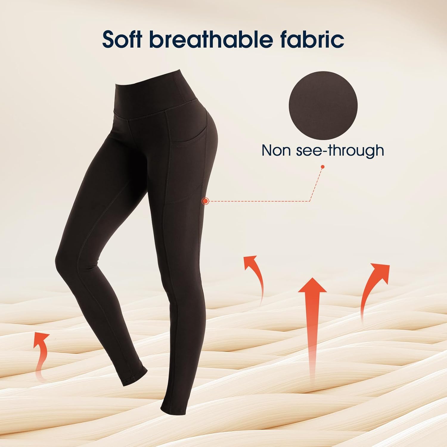 Thumbnail 3 de Occffy Legging de sport femme avec poches, taille haute