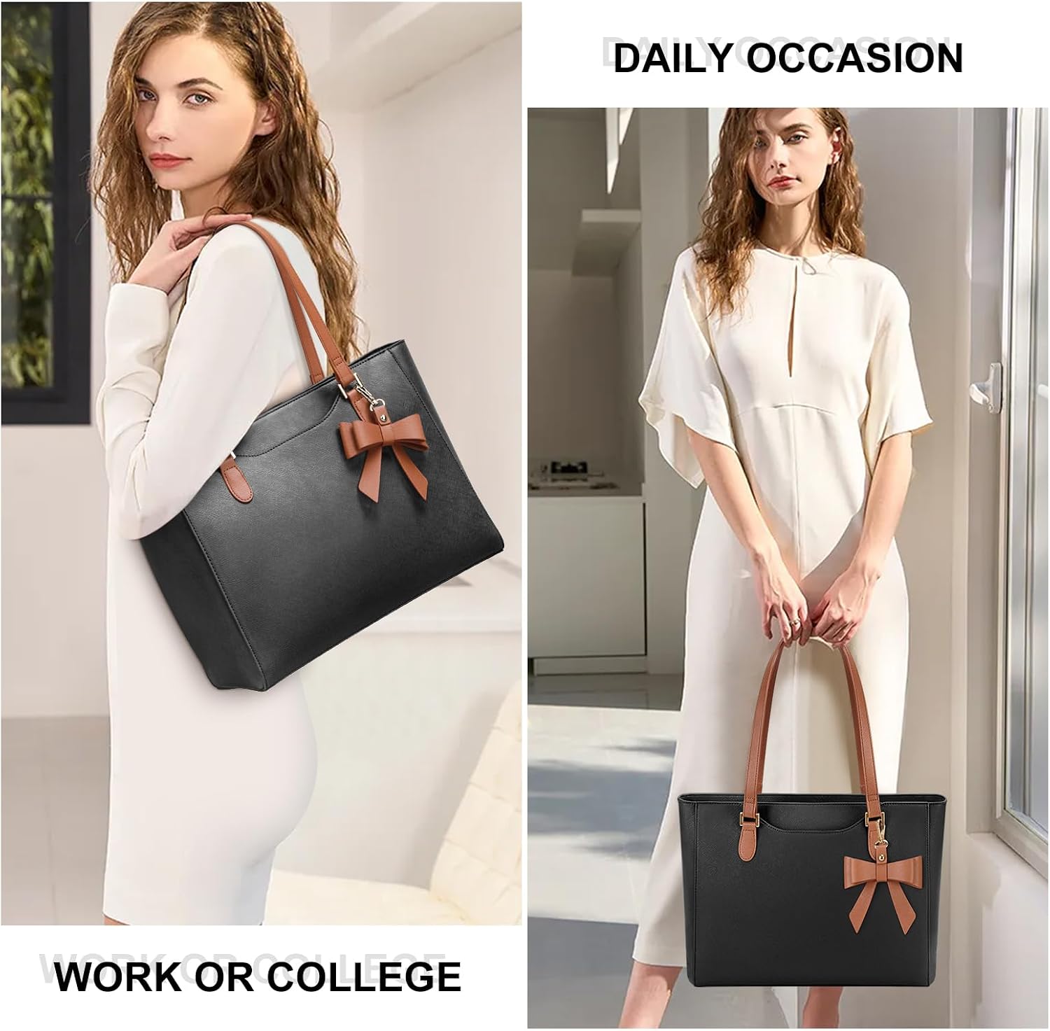 Detalle de KTMOUW Sac à Main Femme Cabas Imperméable — Grand Capacité, Nœud Papillon Détaillable et Polyvalent