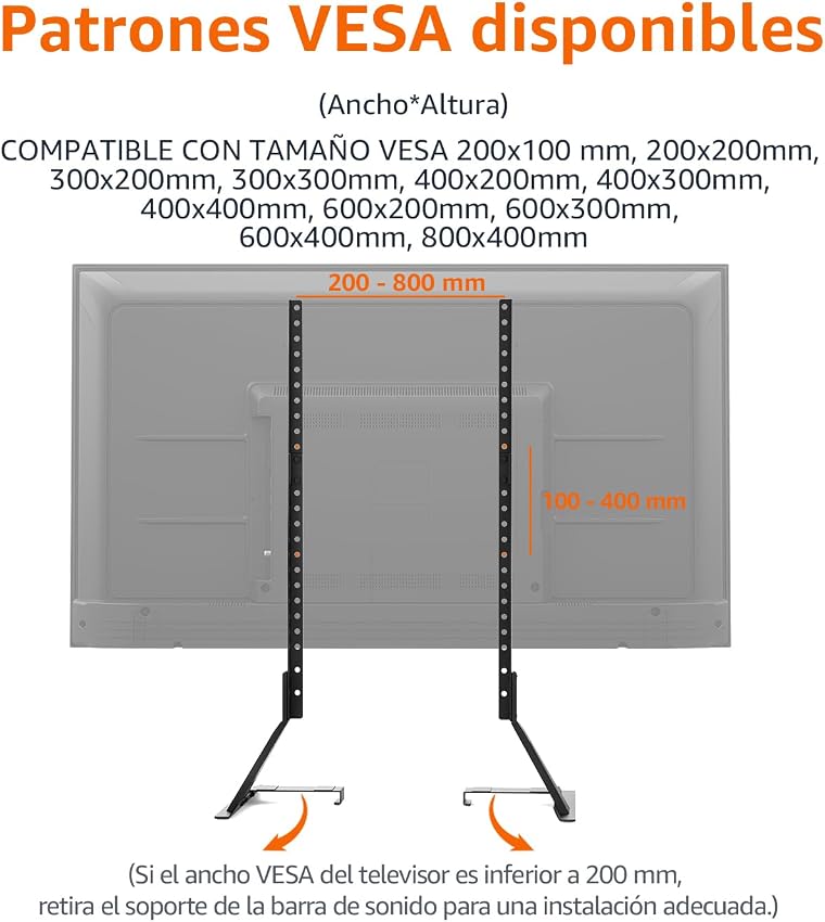 Detalle de Amazon Basics - Soporte TV ajustable 22-77" con soporte de sonido 🖥