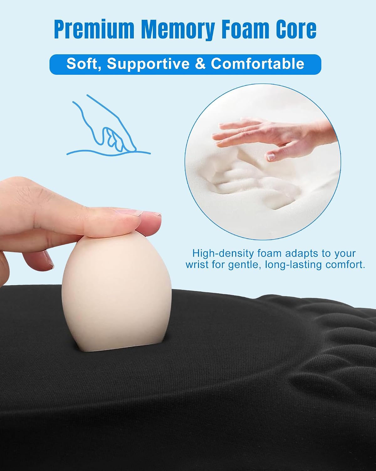 Detalle de Ergonomic Mouse Pad with Wrist Rest (11.14 x 7.6 inches) – Memory Foam, Sloped Design