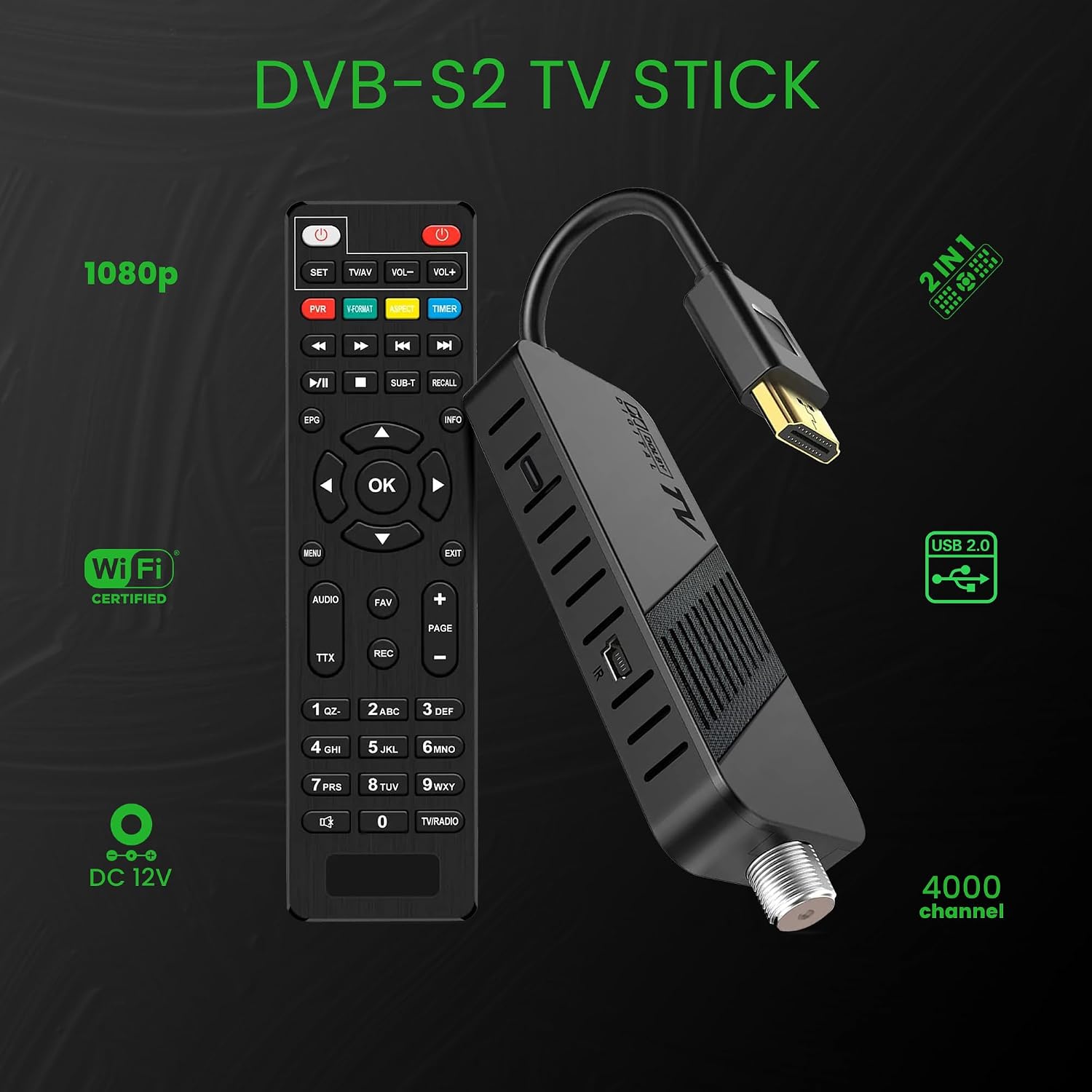 Detalle de LEYF DVB-S2 Sat Receiver: Mini-Stick für verstecktes TV-Erlebnis mit Vorinstallation