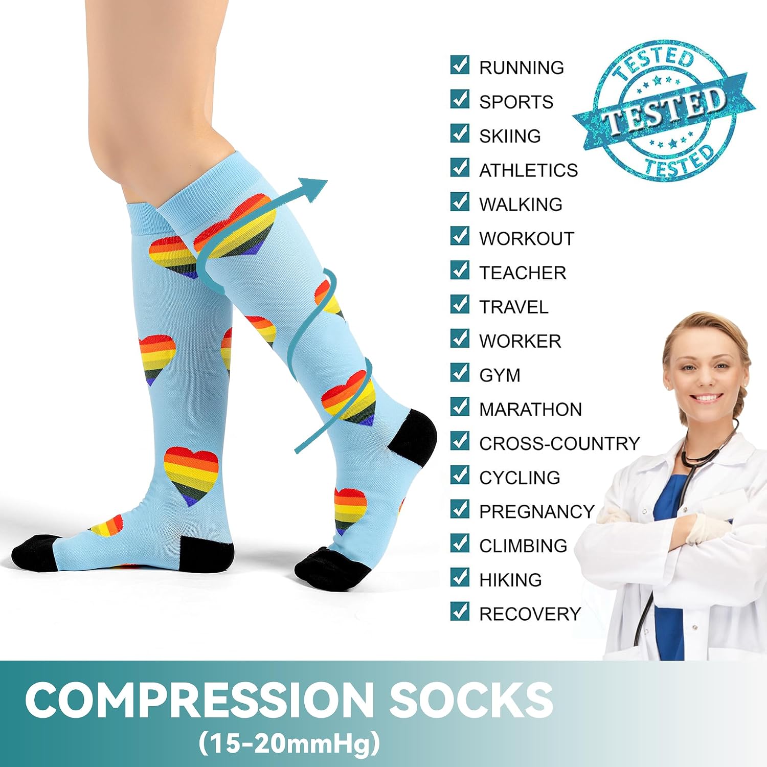 Detalle 2 de BISOUSOX 15-20 mmHg Calze compressive al ginocchio