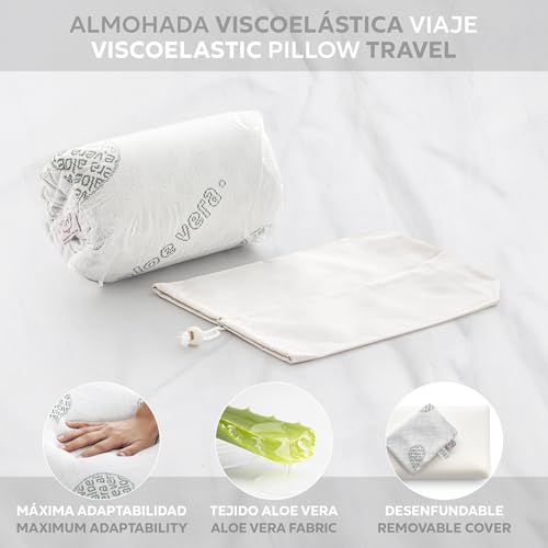 Detalle 2 de Textilhome Lot de 2 Oreillers de Voyage Mémoire de Forme 43x24 cm – TEXTIL-HOME