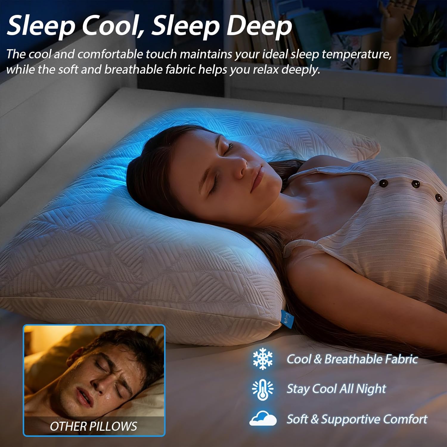 Detalle 2 de BETU Cooling Pillow Queen Size — Shredded Memory Foam Pillow