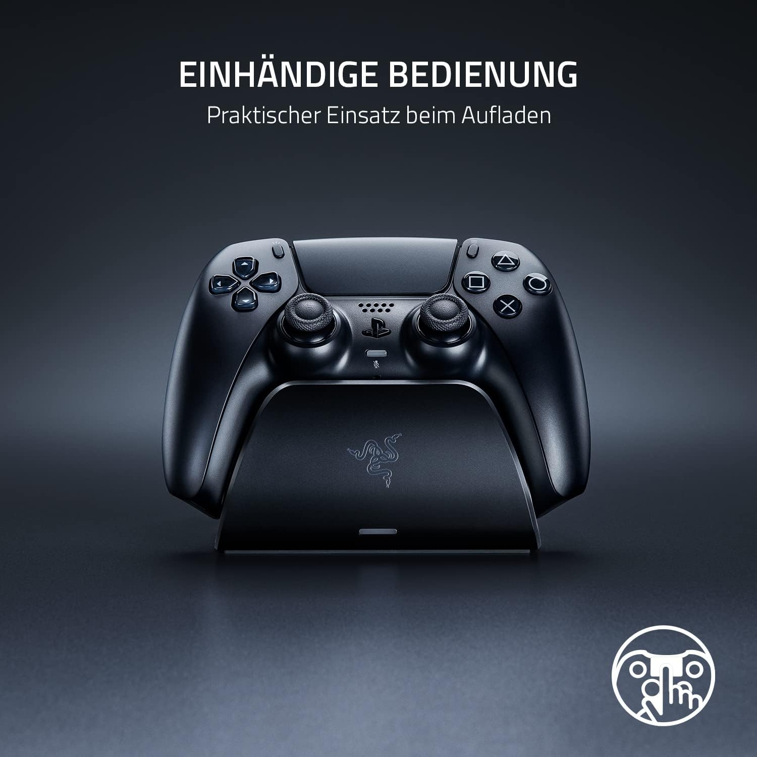 Detalle de Razer Schnellladestation für PS5 DualSense Controller – USB-Ladung, gebogenes Design, Weiß