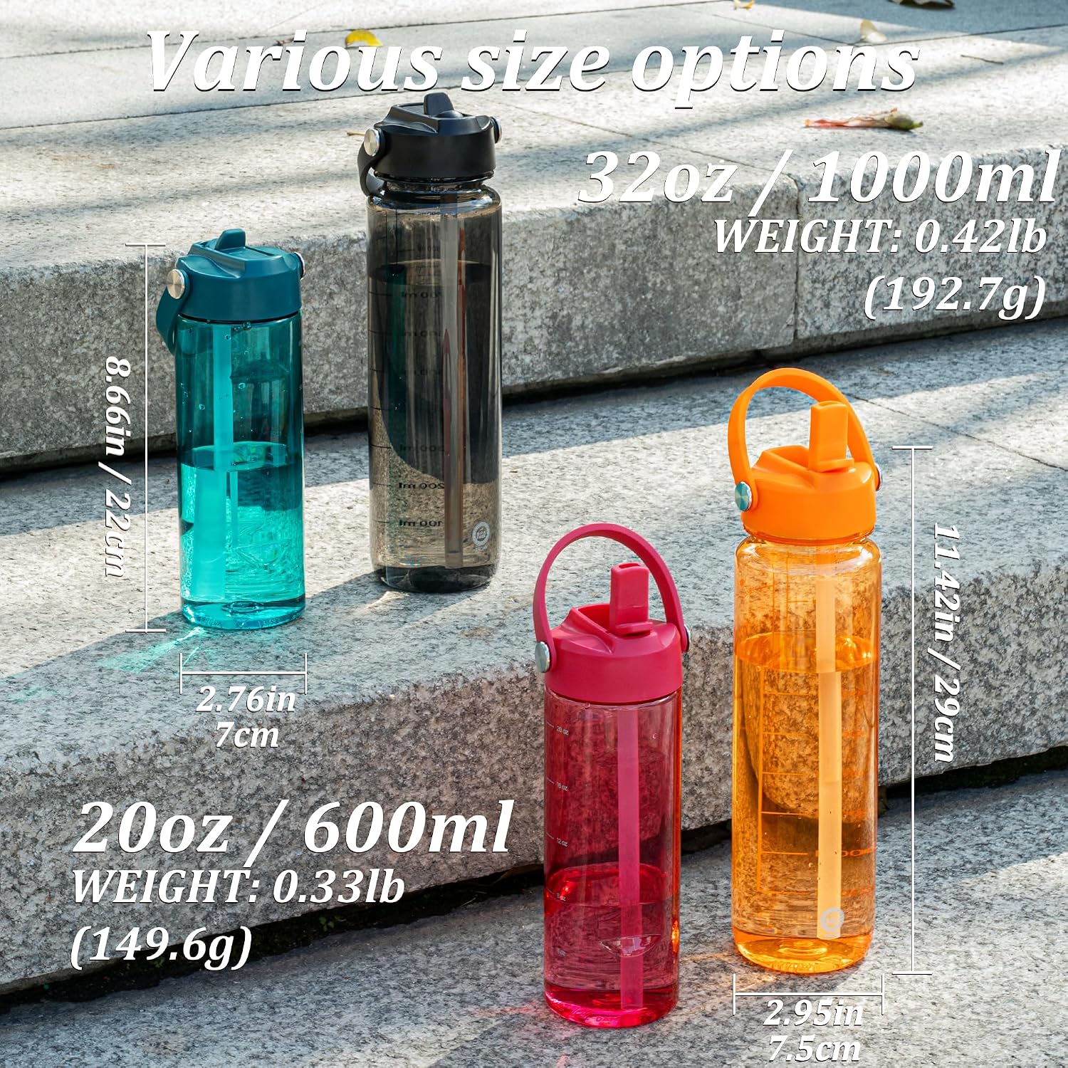 Detalle 2 de GOPPUS 600ml Clear Water Bottle with Straw