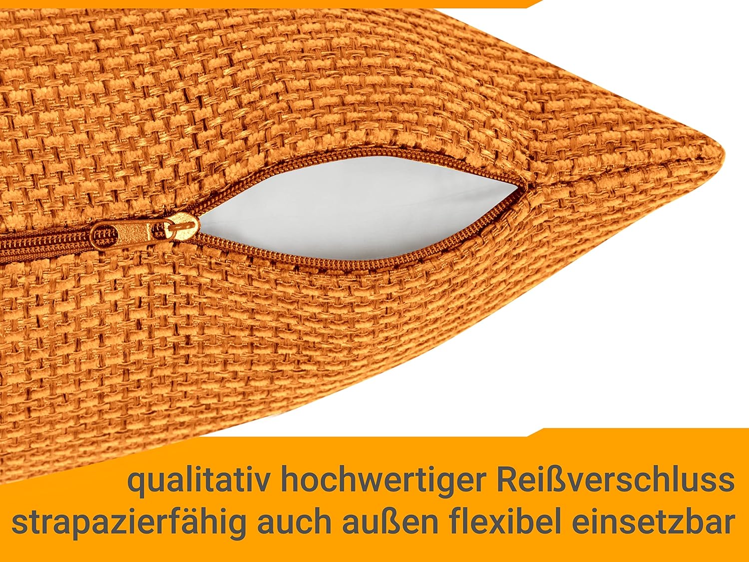 Thumbnail 4 de Lot de 2 Housse de Coussin 30x50 Orange chiné – Texture épurée et design raffiné