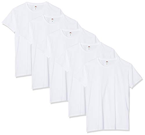 Detalle de Fruit of The Loom Iconic Tee, Lightweight Ringspun 5 Pack – T-Shirt Uomo Bianco (White 30) XL